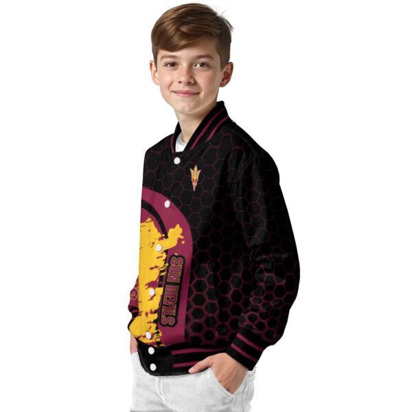 arizona state sun devils hexagonal pattern maroon black jacket trendy