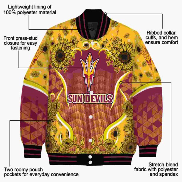 arizona state sun devils sunflower bloom maroon yellow jacket new arrival