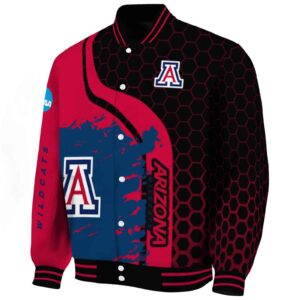 arizona wildcats hexagonal pattern red black jacket best selling