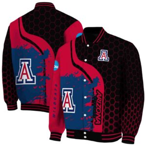 arizona wildcats hexagonal pattern red black jacket fashion forward