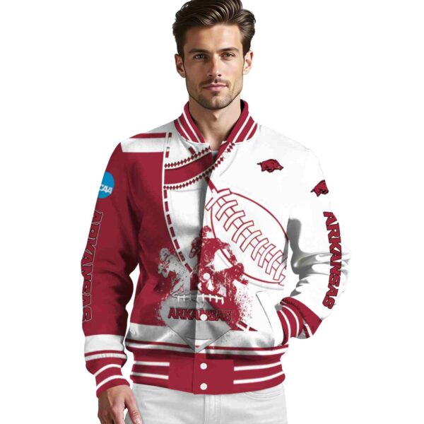 arkansas razorbacks baseball stitching white jacket high quality