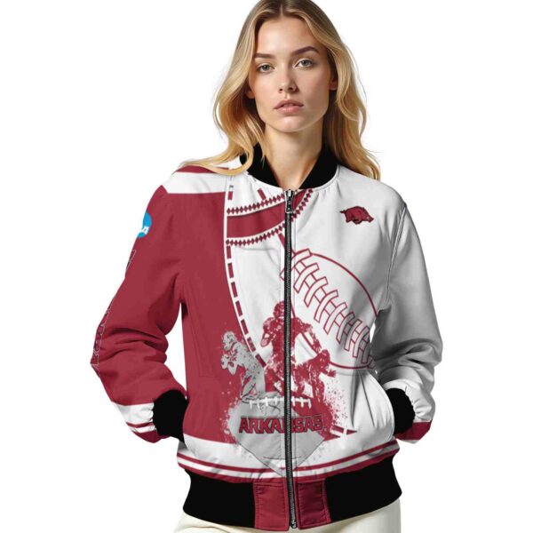 arkansas razorbacks baseball stitching white jacket latest model