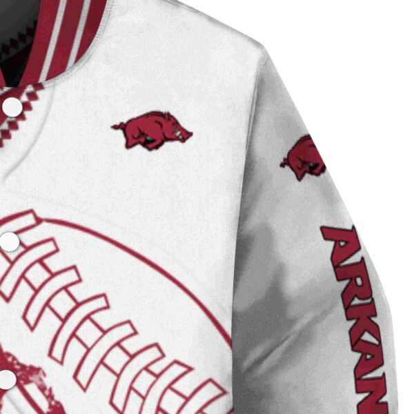 arkansas razorbacks baseball stitching white jacket premium grade
