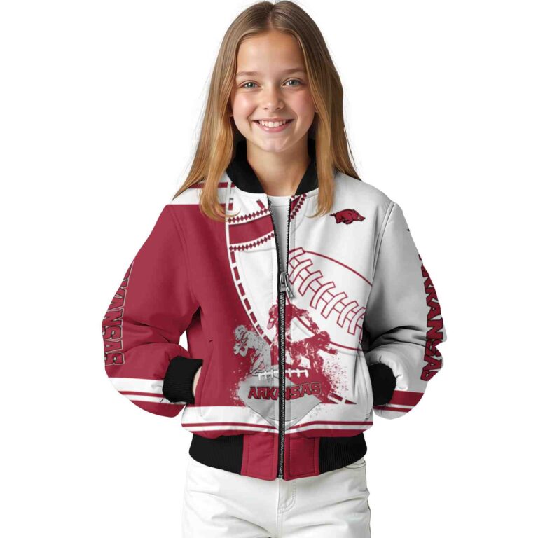 arkansas razorbacks baseball stitching white jacket top rated