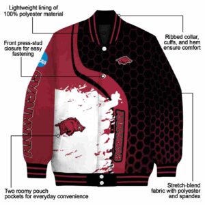 arkansas razorbacks hexagonal pattern red black jacket new arrival