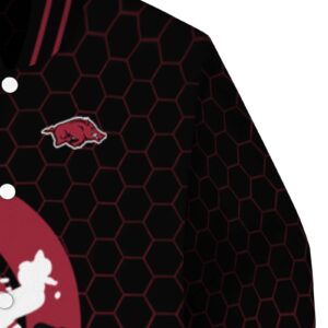 arkansas razorbacks hexagonal pattern red black jacket premium grade
