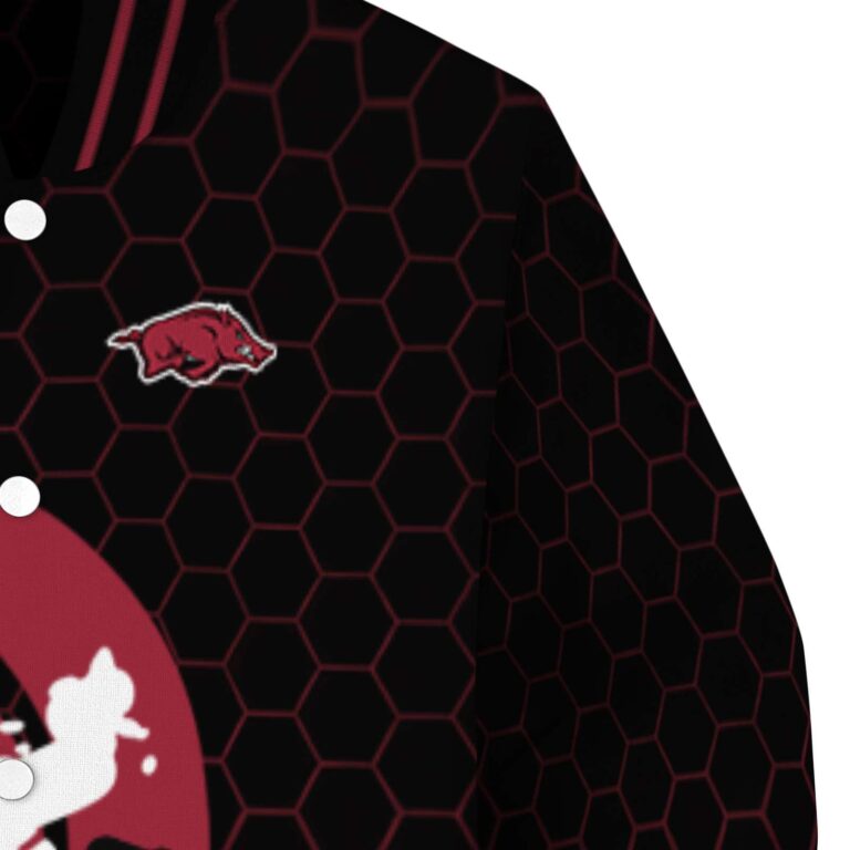 arkansas razorbacks hexagonal pattern red black jacket premium grade