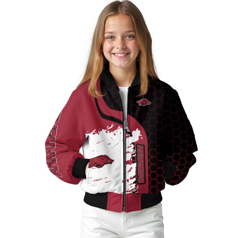 arkansas razorbacks hexagonal pattern red black jacket top rated