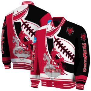 arkansas state red wolves baseball stitching black white jacket fashion forward