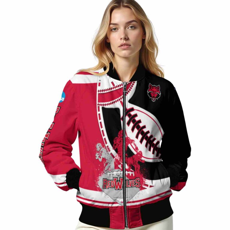 arkansas state red wolves baseball stitching black white jacket latest model