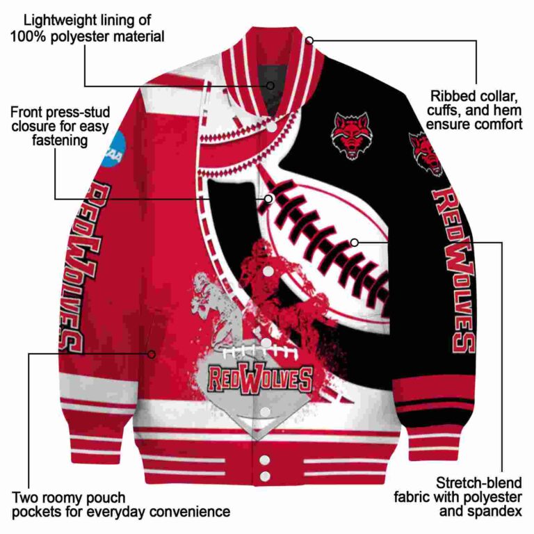arkansas state red wolves baseball stitching black white jacket new arrival
