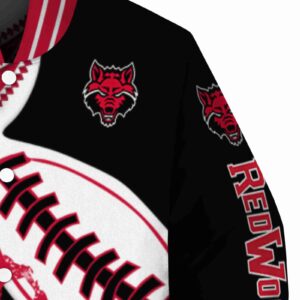 arkansas state red wolves baseball stitching black white jacket premium grade