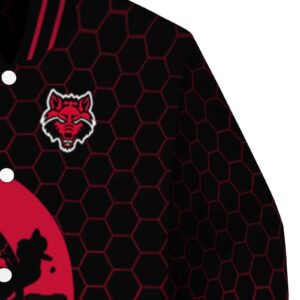 arkansas state red wolves hexagonal pattern scarlet black jacket premium grade