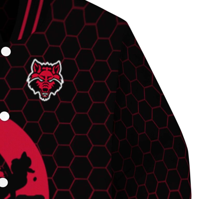 arkansas state red wolves hexagonal pattern scarlet black jacket premium grade