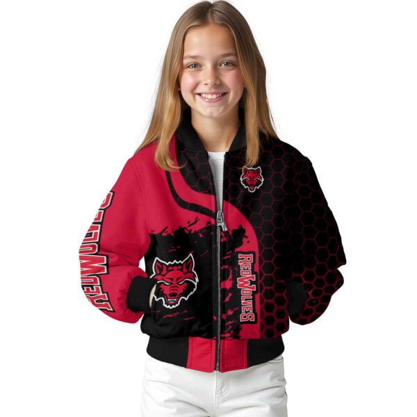 arkansas state red wolves hexagonal pattern scarlet black jacket top rated