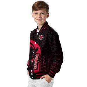 arkansas state red wolves hexagonal pattern scarlet black jacket trendy