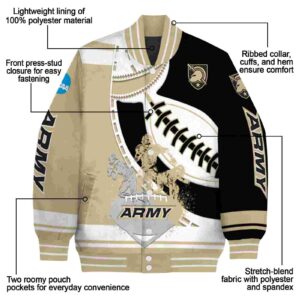 army black knights baseball stitching black white jacket new arrival