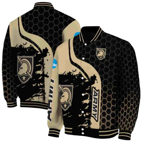 army black knights hexagonal pattern gold black jacket fashion forward