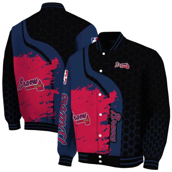 atlanta braves hexagonal pattern navy black jacket fashion forward