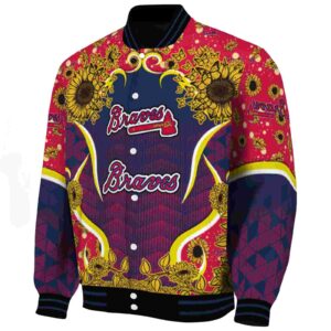 atlanta braves sunflower bloom navy yellow jacket best selling