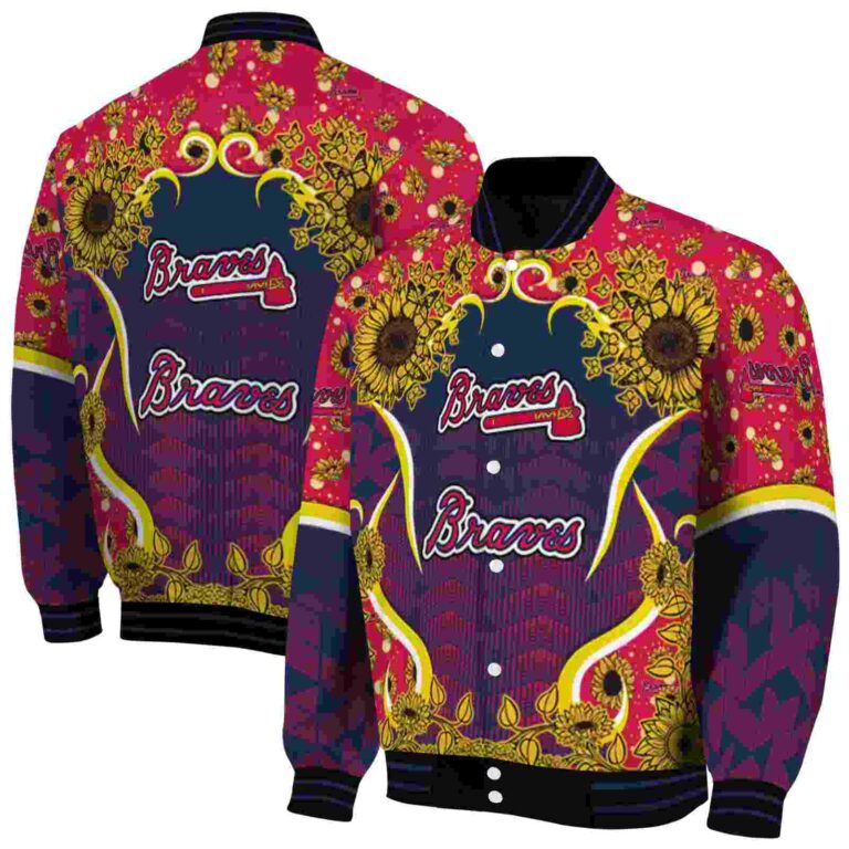 atlanta braves sunflower bloom navy yellow jacket fashion forward