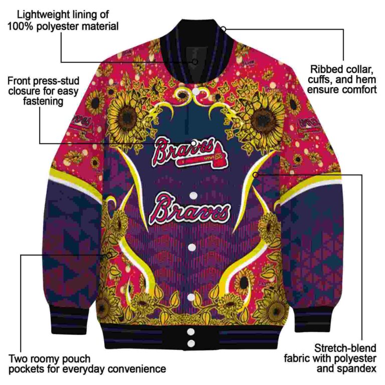 atlanta braves sunflower bloom navy yellow jacket new arrival