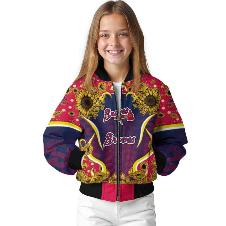 atlanta braves sunflower bloom navy yellow jacket top rated