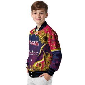atlanta braves sunflower bloom navy yellow jacket trendy