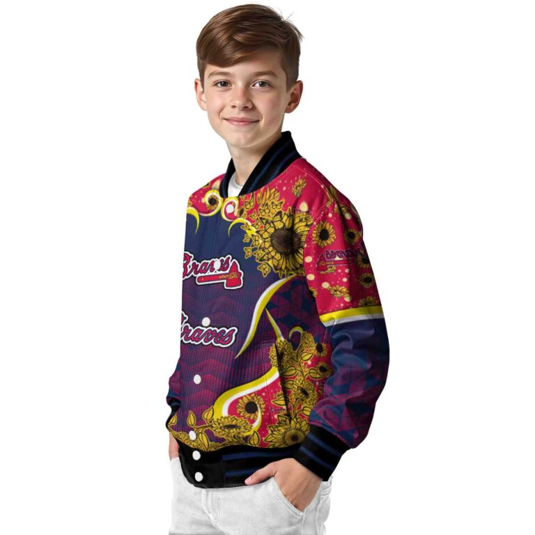 atlanta braves sunflower bloom navy yellow jacket trendy