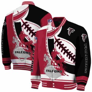 atlanta falcons baseball stitching black white jacket fashion forward