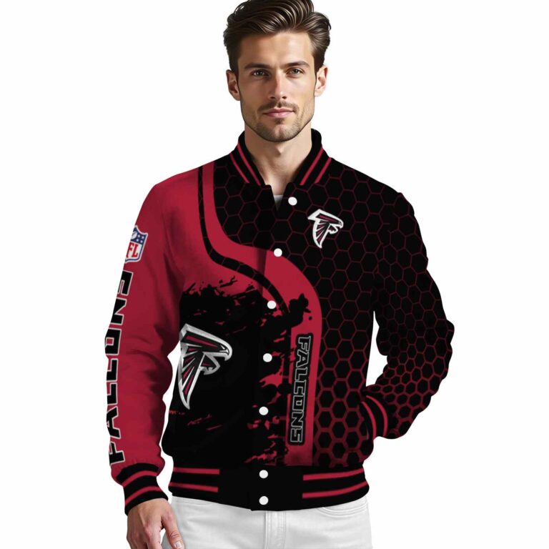 atlanta falcons hexagonal pattern red black jacket high quality