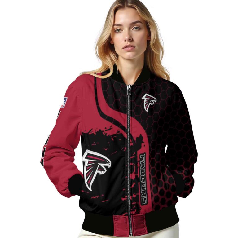 atlanta falcons hexagonal pattern red black jacket latest model