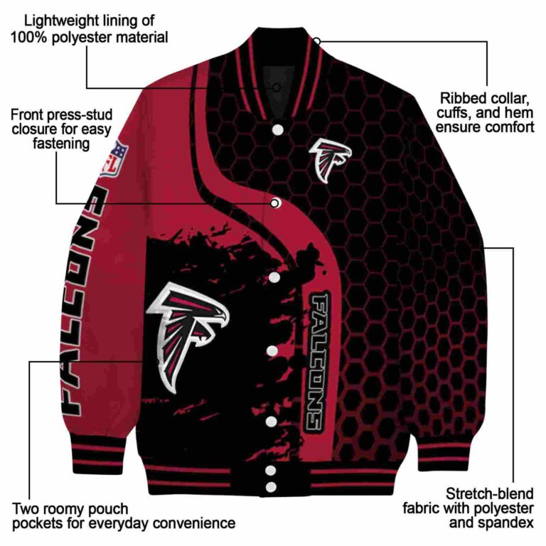 atlanta falcons hexagonal pattern red black jacket new arrival