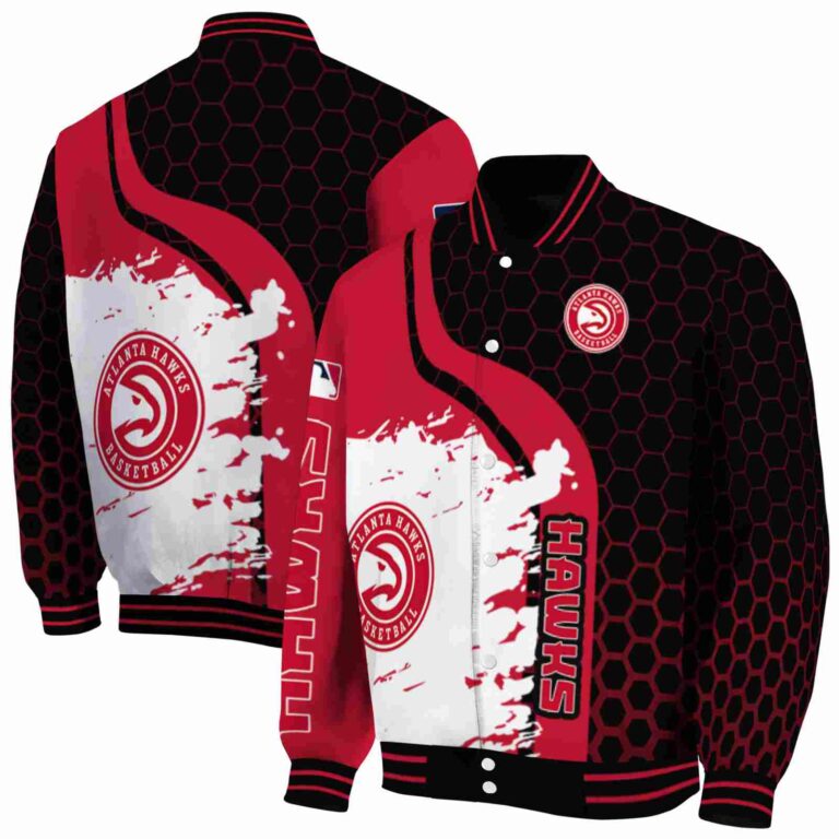 atlanta hawks hexagonal pattern red black jacket fashion forward