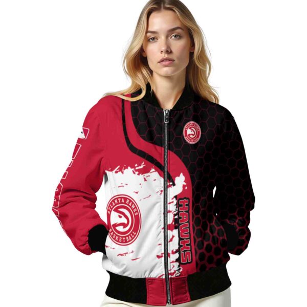 atlanta hawks hexagonal pattern red black jacket latest model