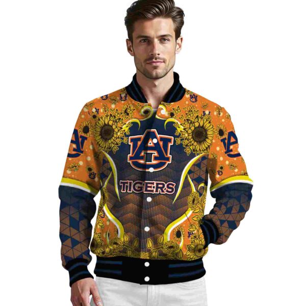 auburn tigers sunflower bloom navy blue yellow jacket high quality