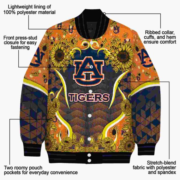 auburn tigers sunflower bloom navy blue yellow jacket new arrival