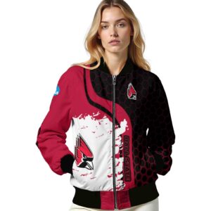 ball state cardinals hexagonal pattern red black jacket latest model