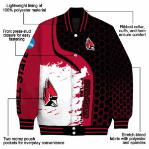 ball state cardinals hexagonal pattern red black jacket new arrival