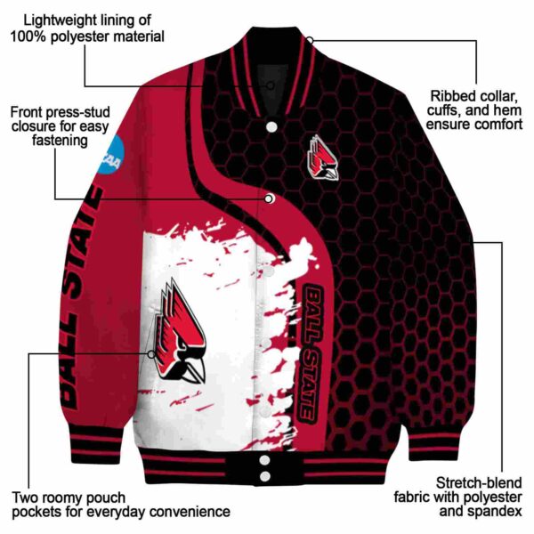 ball state cardinals hexagonal pattern red black jacket new arrival