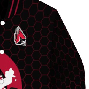 ball state cardinals hexagonal pattern red black jacket premium grade