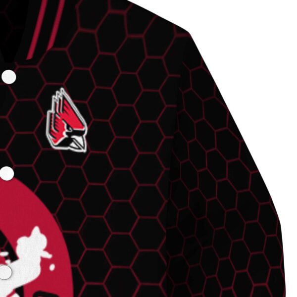 ball state cardinals hexagonal pattern red black jacket premium grade