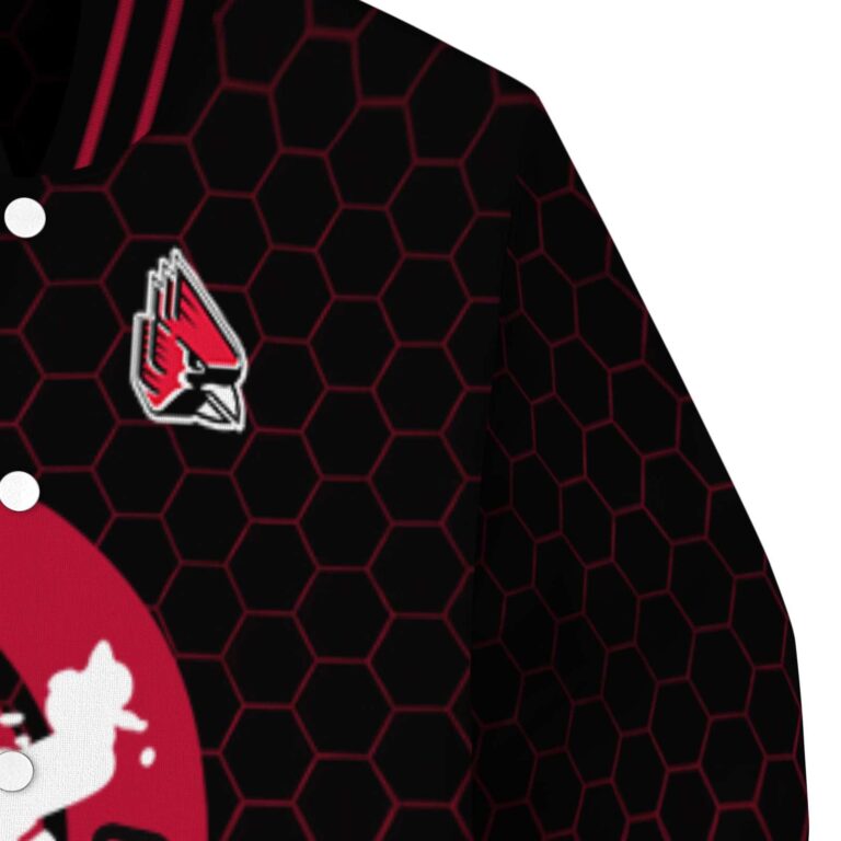 ball state cardinals hexagonal pattern red black jacket premium grade