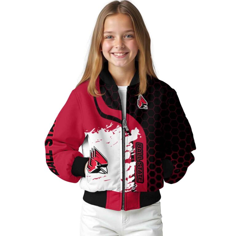 ball state cardinals hexagonal pattern red black jacket top rated
