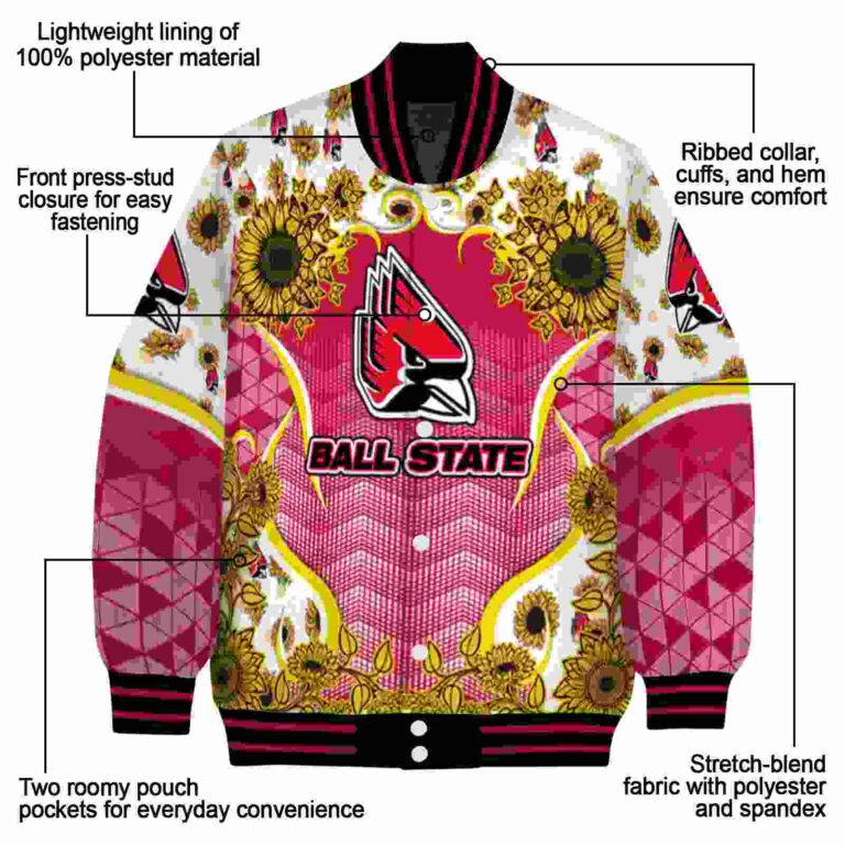 ball state cardinals sunflower bloom red yellow jacket new arrival