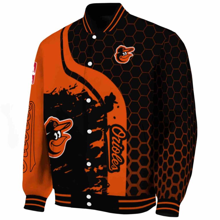 baltimore orioles hexagonal pattern orange black jacket best selling