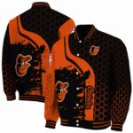 baltimore orioles hexagonal pattern orange black jacket best selling