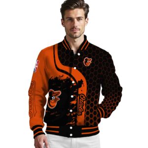baltimore orioles hexagonal pattern orange black jacket high quality