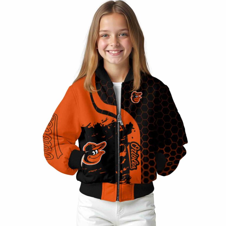 baltimore orioles hexagonal pattern orange black jacket top rated