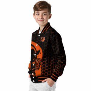 baltimore orioles hexagonal pattern orange black jacket trendy